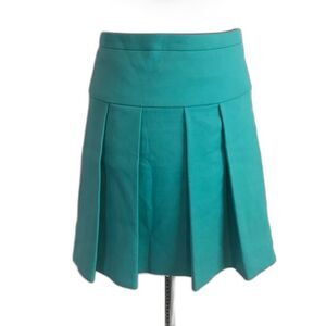 NWT J. Crew Turquoise Pleated Skater Skirt Women's Size 0 Mini Length